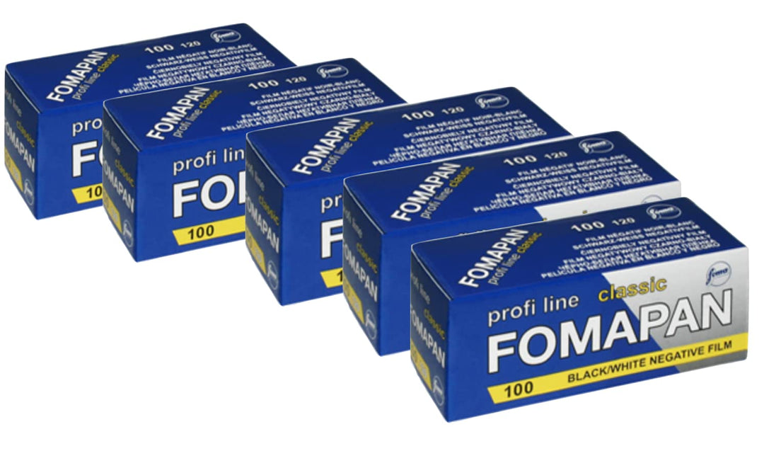 5er Pack Foma Fomapan Classic Fotofilm 100 ASA Schwarz-Weiss Negativ- Rollfilm/Mittelformatfilm / 12