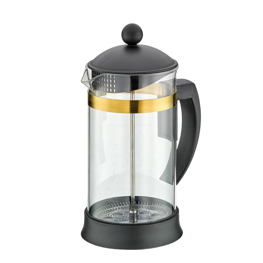 Cilio Kaffeebereiter MARIELLA ORO – 1L, 8 Tassen - Stillvolle Kaffeepresse aus Borosilikatglas/Rand