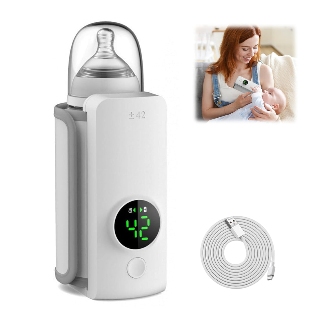 Flaschenwärmer, 6000 mAh Tragbarer Flaschenwärmer Baby Unterwegs mit 6 Einstellbare Temperatur und L