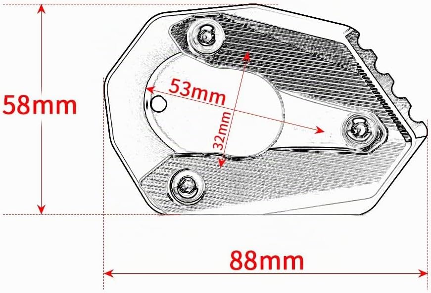 Modeer Kompatibel mit Z900 2017-2025 Motorrad CNC-Stütze Verlängerungsplatte Ständer Seitenständer P