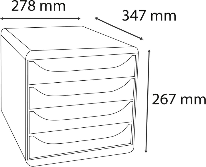 Exacompta 310782D Premium Ablagebox mit 4 Schubladen für DIN A4+ Dokumente. Belastbare Schubladenbox