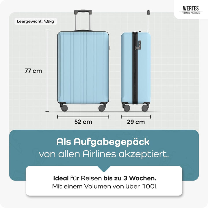 Koffer Gross 77cm - 100L - TSA Schloss Hartschalen Koffer mit Doppelrollen, Reisekoffer & Trolleys,
