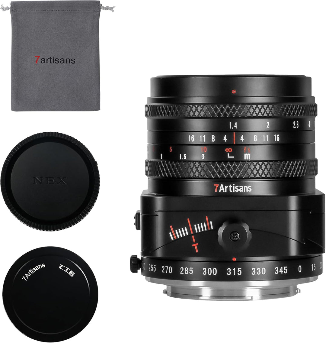 7artisans 50mm F1,4 Vollformat-Tilt-Shift-Objektiv mit 2-in-1-Kompatibilität für Spiegellose Sony E-