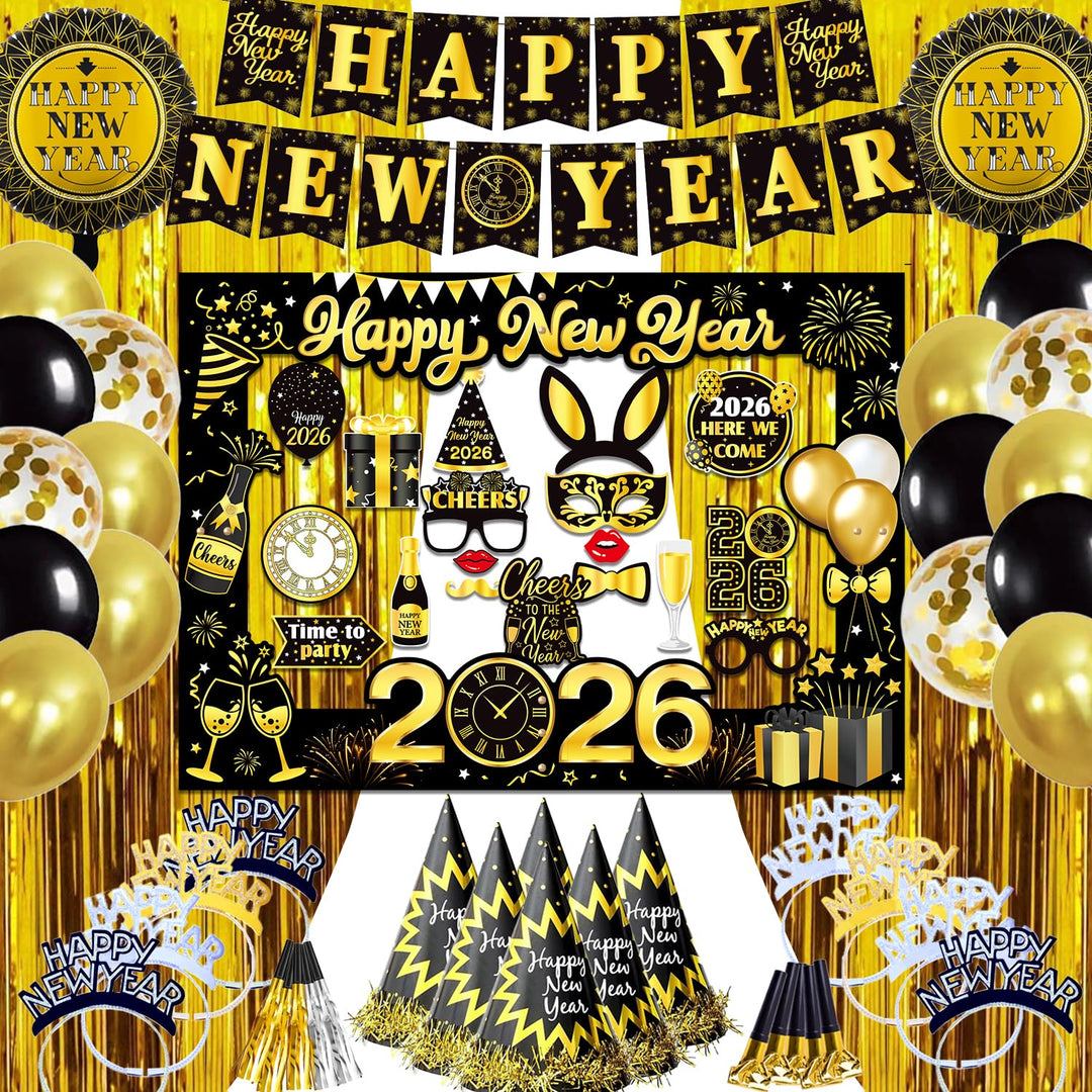 Silvester Deko 2025 Neujahr Party Dekoration Set, Silvester Foto Requisiten XXL Silvester Fotorahmen