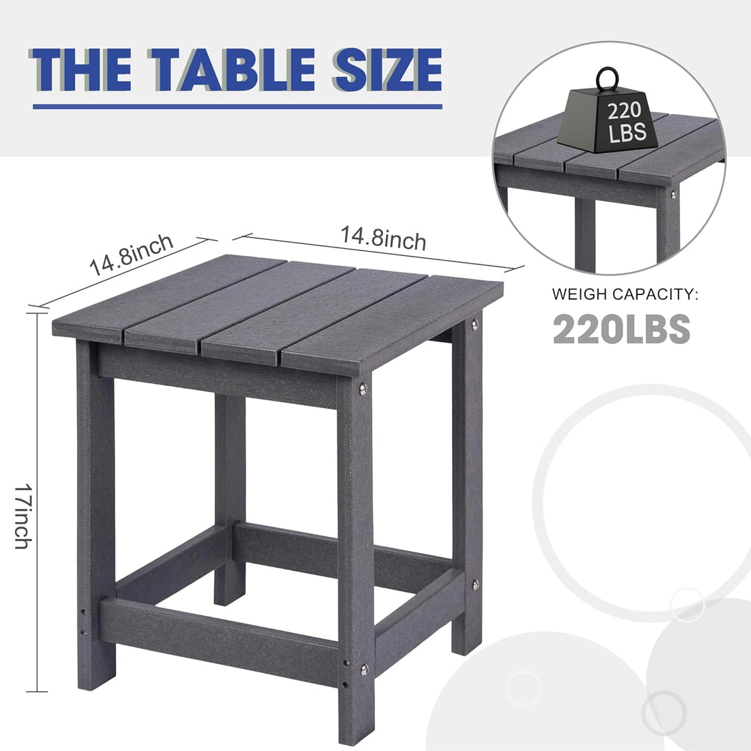 LZRS Adirondack quadratischer Beistelltisch für den Aussenbereich, Pool-Verbundwerkstoff, Outdoor-Te