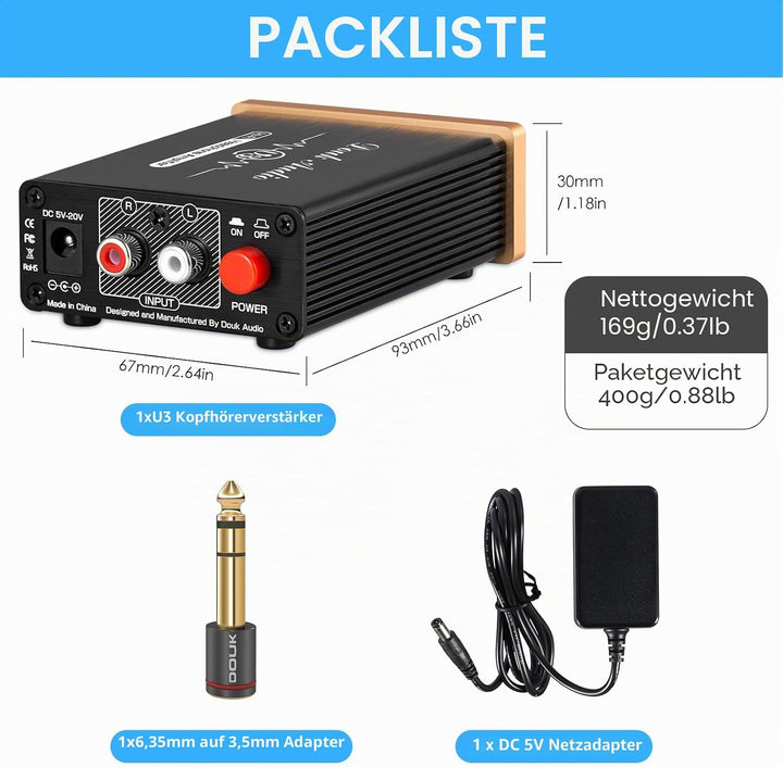 Douk Audio U3 Mini Class A Kopfhörerverstärker Stereo Headphone Amplifier