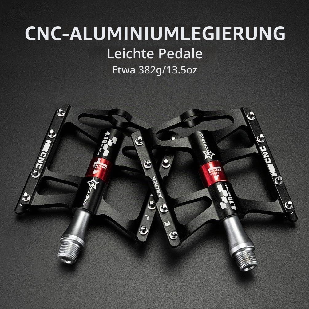 ROCKBROS Fahrrad Pedale 9/16" MTB BMX Rennrad 4 Sealed Bearings CNC Eloxiert Mit Abgedichtete Lager