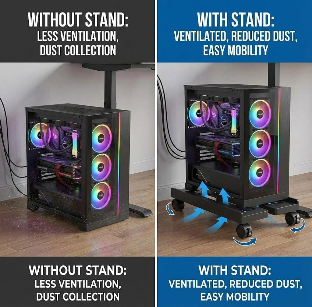 PC-Tower-Computerständer, universellen CPU-Ständer mit Vier Rädern, Computer-Desktop-Ständer, CPU-Wa