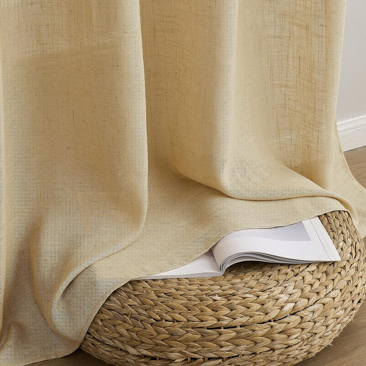 MIULEE Gardinen Vorhänge mit ösen Voile Vorhang Modern Leinenoptik Halbtransparent für Wohnzimmer Kü