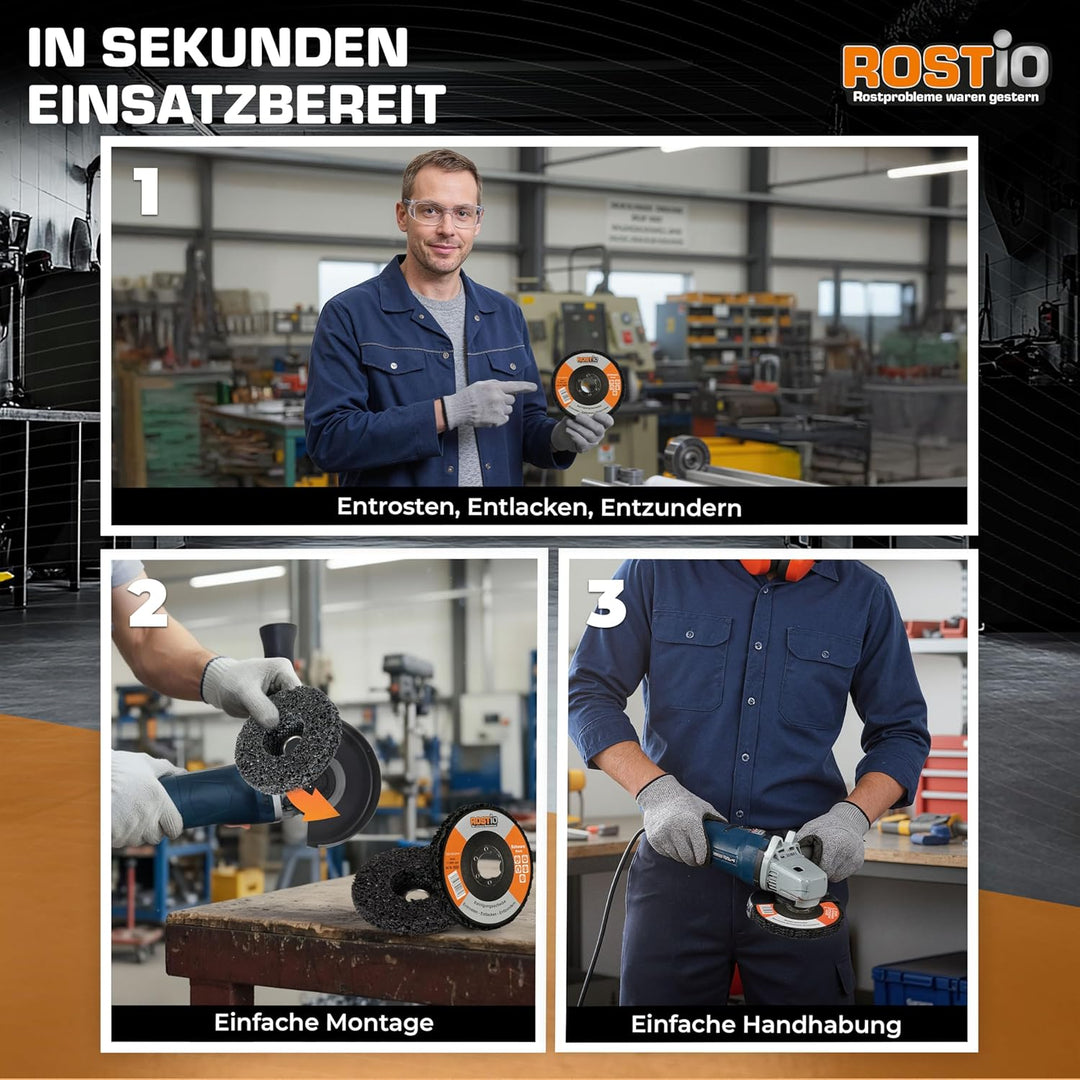 ROSTIO CSD-Scheibe 115 mm Schwarz – 5 Stück – Reinigungsscheibe für Winkelschleifer – flexibles Schl