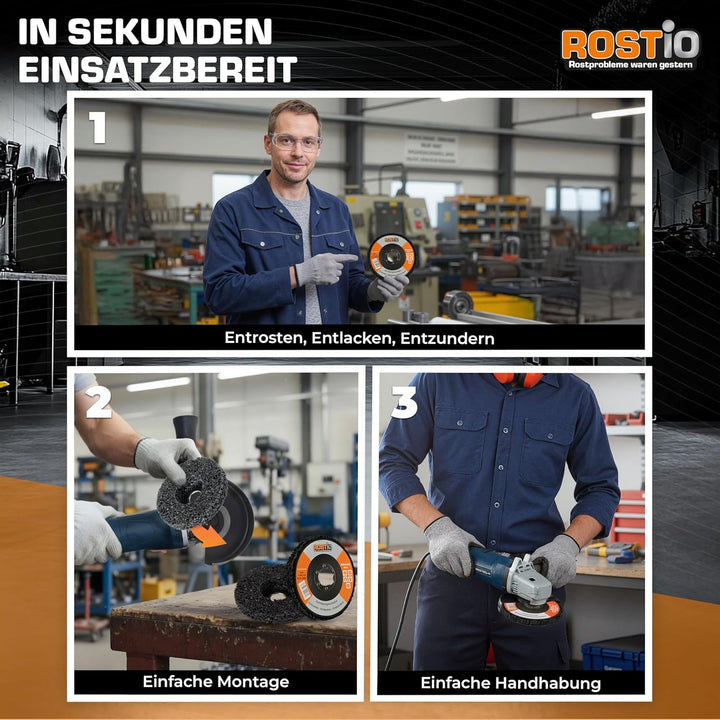 ROSTIO CSD-Scheibe 115 mm Schwarz – 5 Stück – Reinigungsscheibe für Winkelschleifer – flexibles Schl