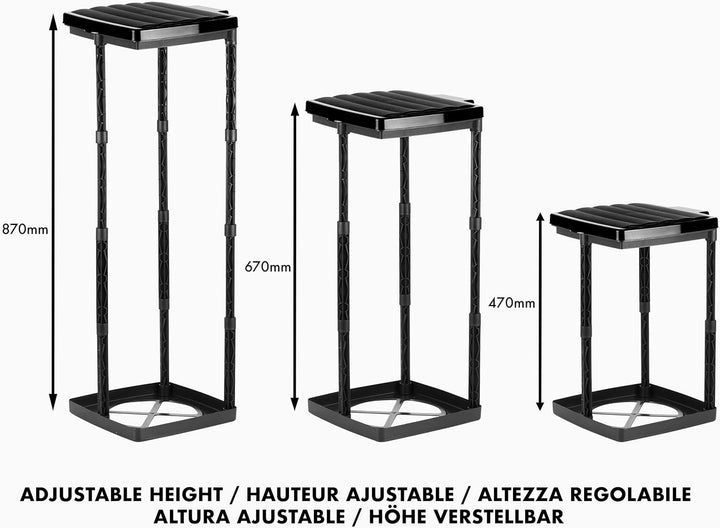 Grizzly Müllsackständer, Mülltütenhalter bis 120L, 3er Set, Schwarze Deckel, höhenverstellbar, geruc