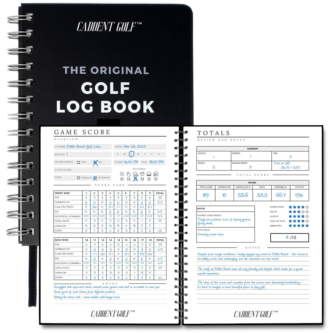 CADDENT GOLF Log Book – Drahtgebundenes Golf-Notizbuch und Golf-Scorecard-Buch – Golf Journal & Logb