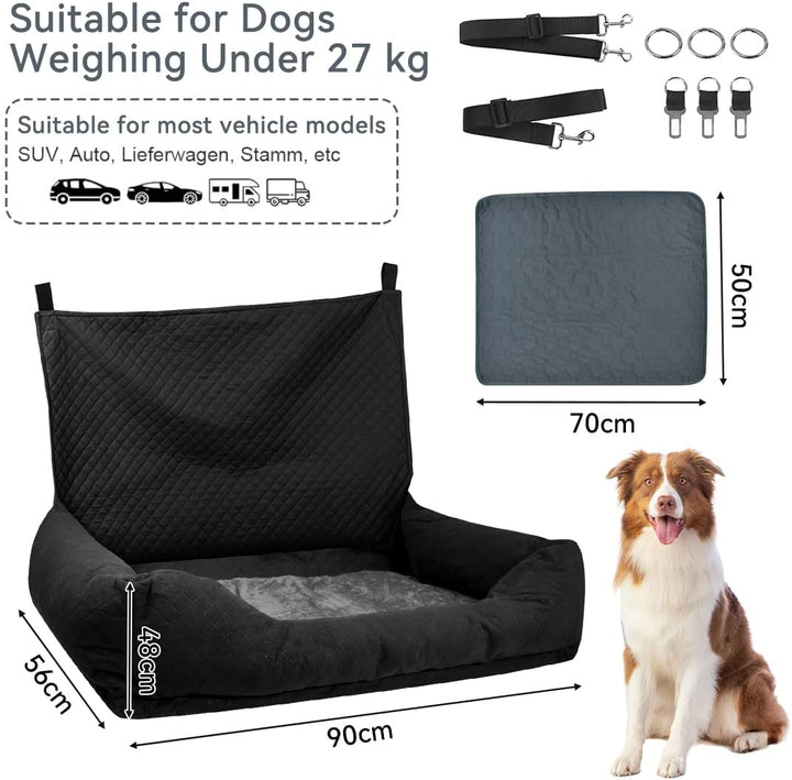 Hunde Autositz für Grosse Hunde Hundesitz Auto Rückbank 90x56x48cm mit Sicherheitsgurten Waschbarer