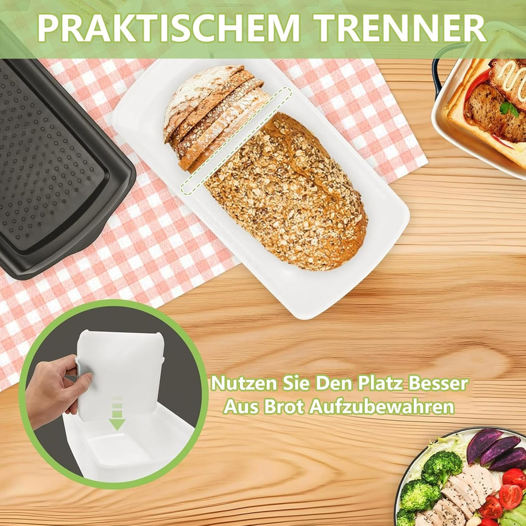 NBVNBV Brotkasten, Smart Brotbox mit Trenner und Bread Deckel Schwarz, Lebensmittelecht Brot Aufbewa