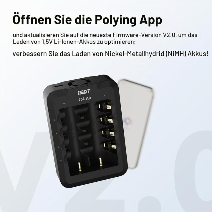ISDT C4 Air Schnell Akkus Ladegerät,Universal-Haushalt Batterieladegerät mit Bluetooth-APP-Verbindun