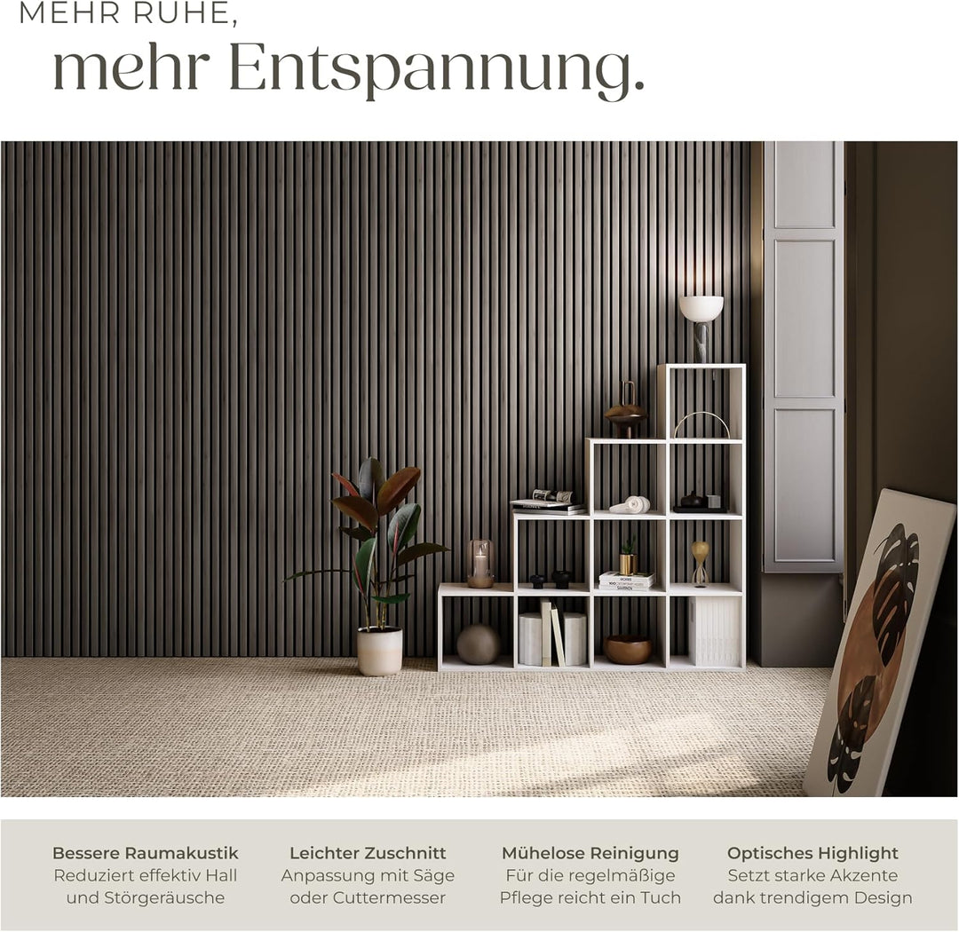 tectake® Akustikpaneele 2er Set mit Echtholzfurnier, effektiver Schallschutz, MDF, Schallabsorber, A