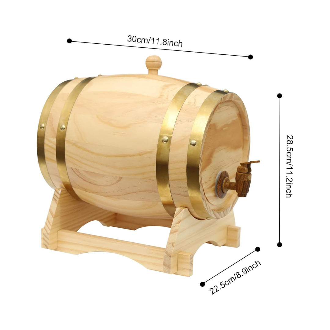 MINRS Holzfass Klein Eichenfass 5L Whiskyfass aus Holz Eichenweinfass Whiskyfass mit Bock & Zapfhahn