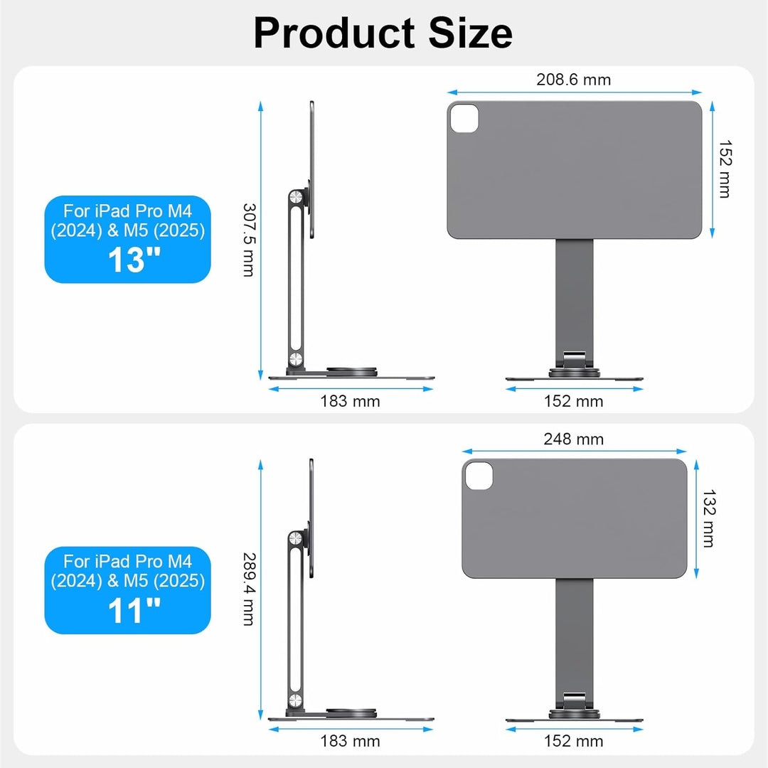 Magnetischer Tablet-Ständer mit kabelloser Ladefunktion, 18 W, 360° drehbarer Aluminiumhalter für iP