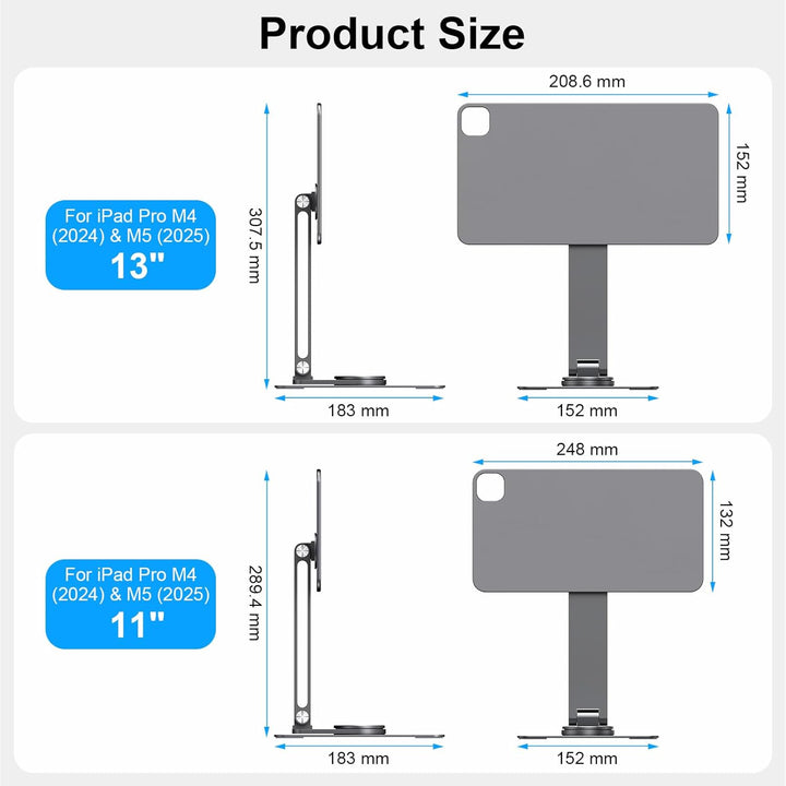 Magnetischer Tablet-Ständer mit kabelloser Ladefunktion, 18 W, 360° drehbarer Aluminiumhalter für iP