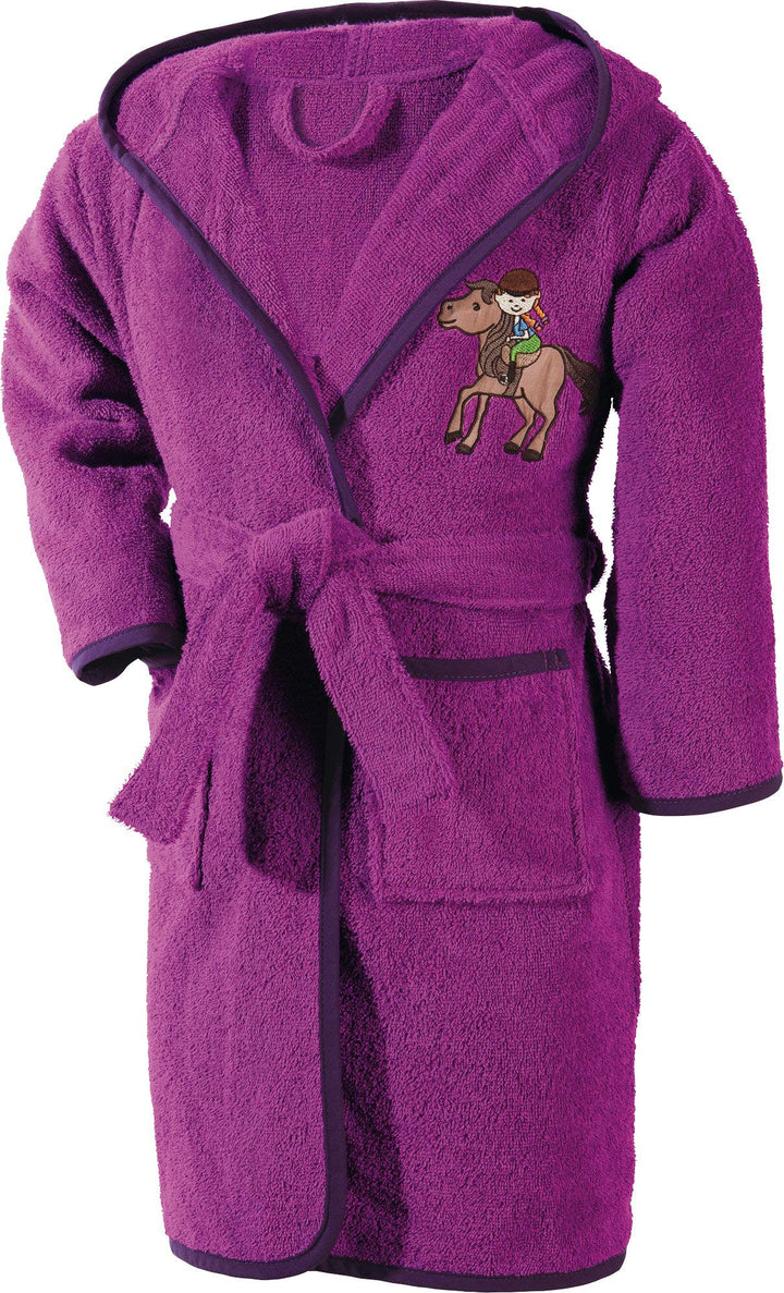 Erwin Müller Kinder-Bademantel mit Kapuze Frottier fuchsia Grösse 86/92 - weich, hautfreundlich, mit