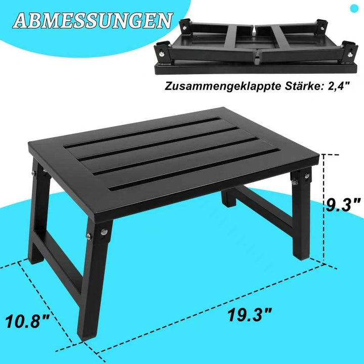 ILOKNZI Klapptritt Trittleiter 1 Stufe Trittstufen, Klappstufen (Schwarz), Schwarz