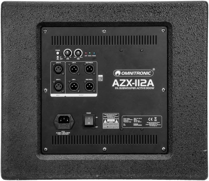 Omnitronic AZX-112A PA-Subwoofer aktiv 300W | Aktiver 12"-Bassreflex-Subwoofer mit 300 W RMS, 8 Ohm