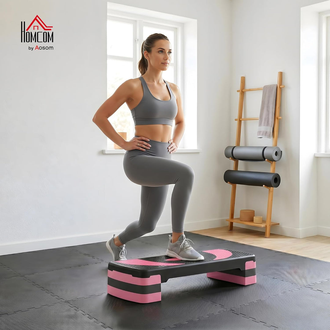 HOMCOM Steppbrett höhenverstellbar Fitness Stepper mit Antirutschbelag 3 Stufen (10/15/20 cm) Rutsch
