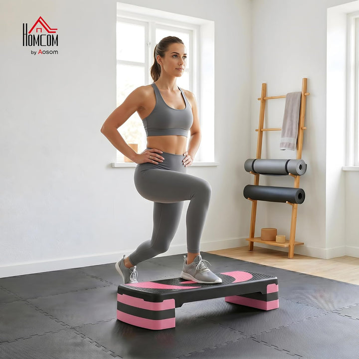 HOMCOM Steppbrett höhenverstellbar Fitness Stepper mit Antirutschbelag 3 Stufen (10/15/20 cm) Rutsch