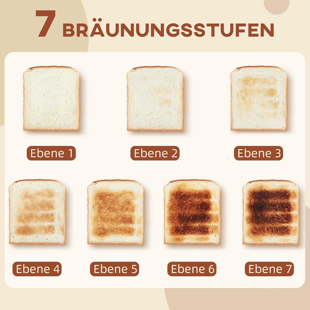 HOMCOM Toaster 4 Scheiben 4 Schlitze mit 7 Bräunungsstufen, Abschaltautomatik, Krümelschublade Stahl