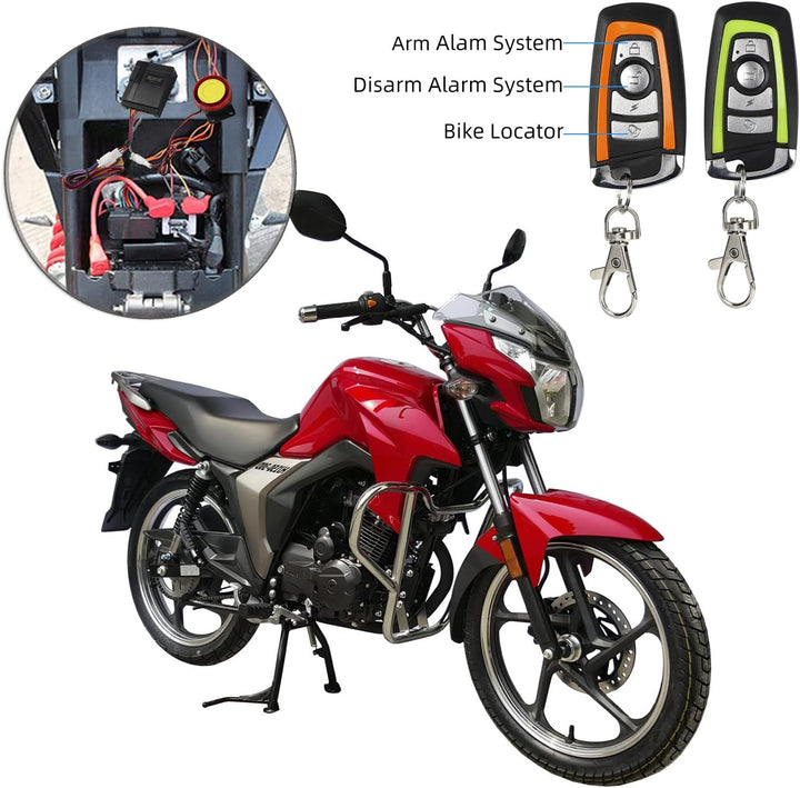 Rupse Motorrad Alarmanlage, Alarm mit 2 Fernbedienung Wasserdicht Diebstahlsicherung Einstellbare Em