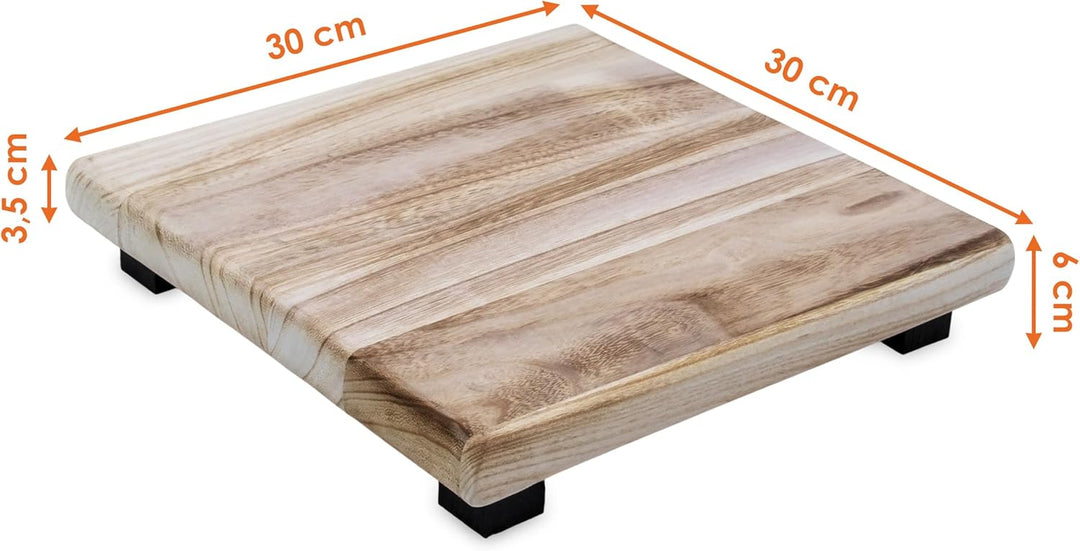 Spetebo Holz Blumenhocker natur eckig - 30 x 30 cm - Pflanzenhocker mit 4 Füssen in schwarz - Echtho
