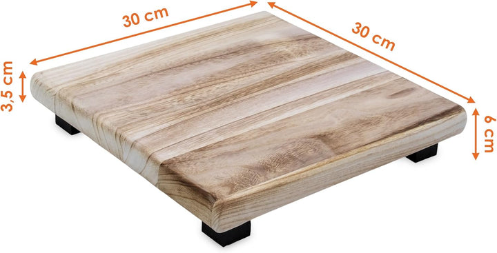 Spetebo Holz Blumenhocker natur eckig - 30 x 30 cm - Pflanzenhocker mit 4 Füssen in schwarz - Echtho