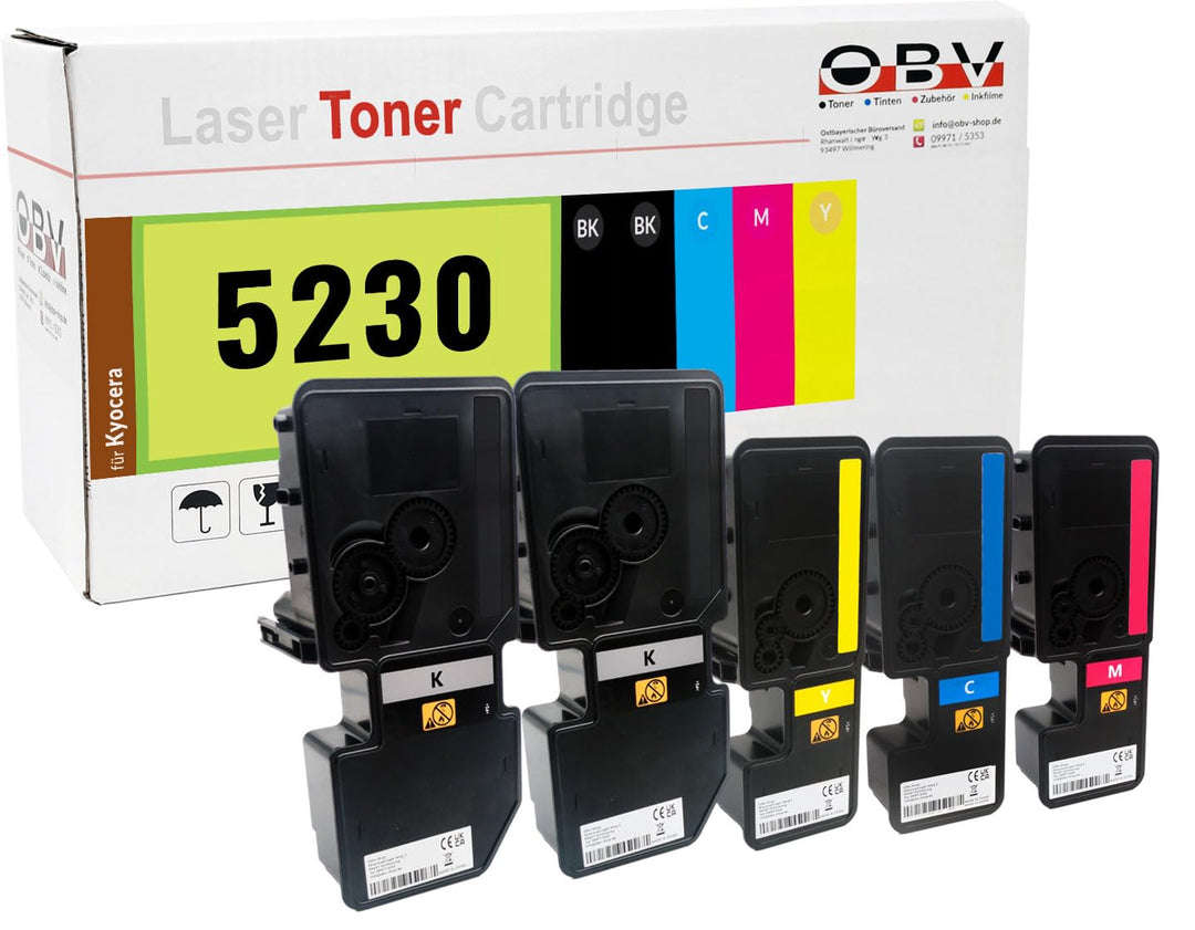 OBV 5er Set kompatibler Toner als Ersatz für Kyocera TK-5220 / TK-5230 für Kyocera ECOSYS M5521cdn M