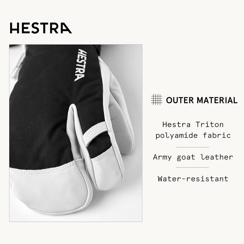 Hestra Army Leder Heli Ski 3 Finger Handschuh 7 Schwarz, 7 Schwarz