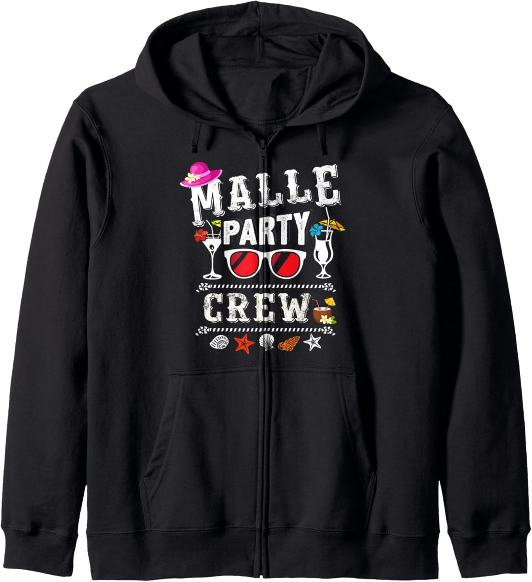 Malle Party Crew Outfit Buntes Mallorca Urlaub Design Kapuzenjacke