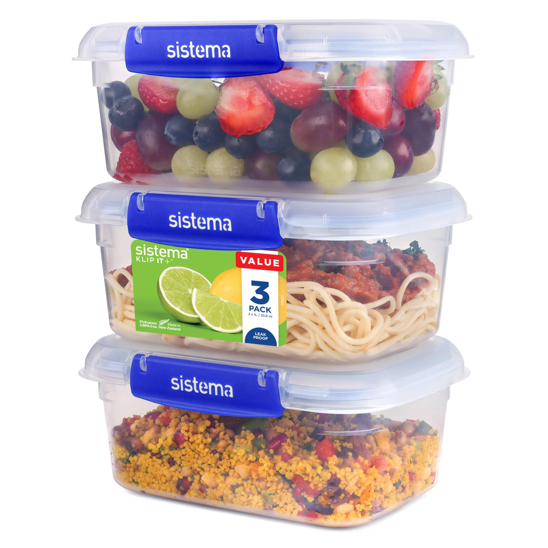 Sistema KLIP IT PLUS Frischhaltedosen Set | 1 l rechteckig | auslaufsicherestapelbare und luftdichte