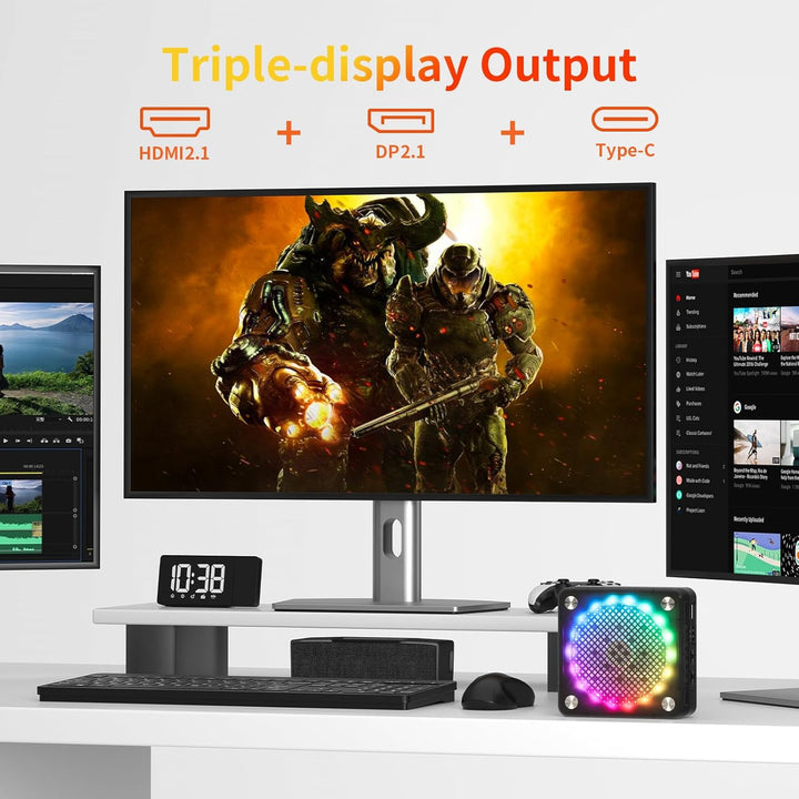 AWOW Gaming Mini PC AMD Ryzen 7 7840HS (8C/16T, bis zu 5,1 GHz), 4K Triple Display, BT5.2, WiFi6, 2.