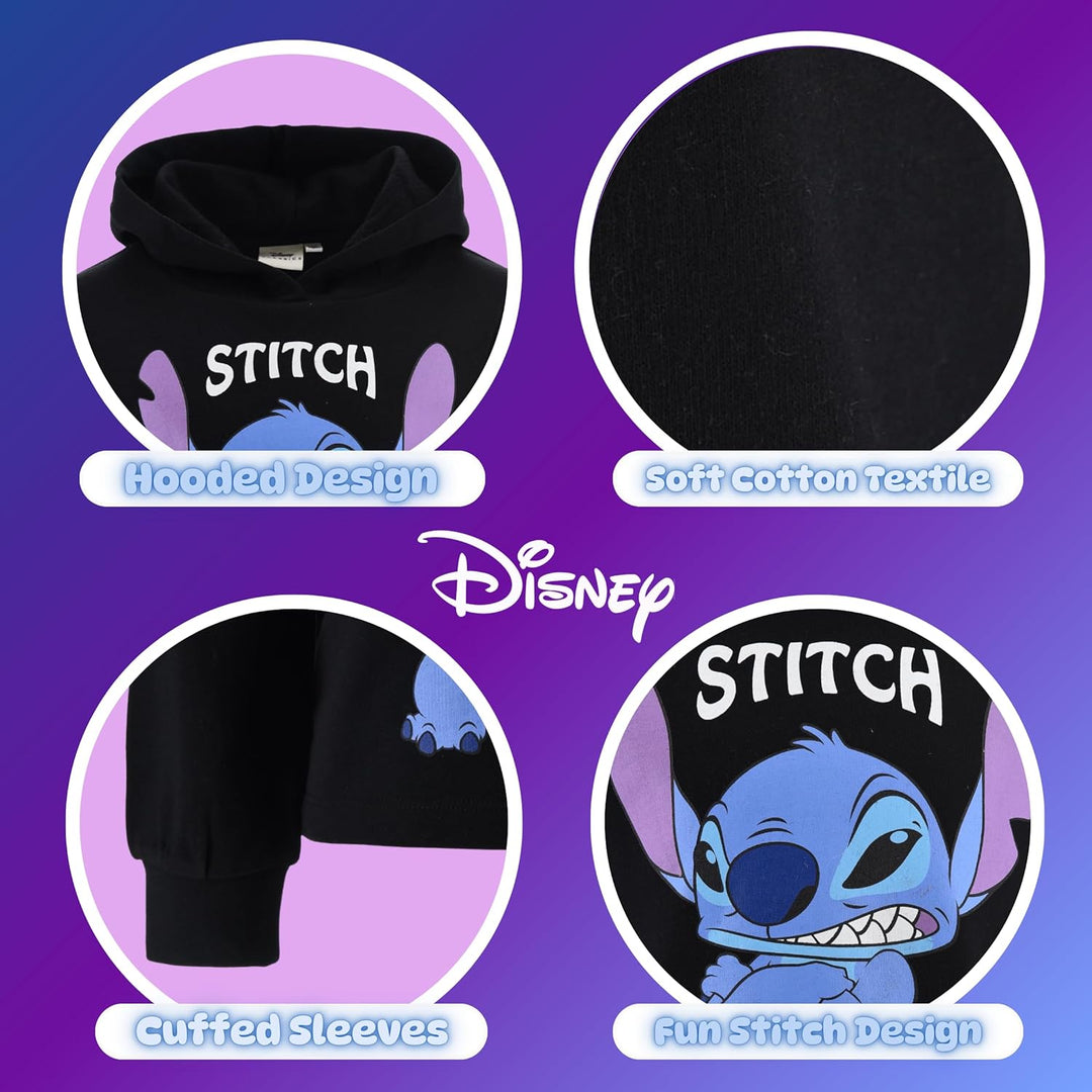 Disney Stitch Mädchen Sweatshirt, Klassischer Design Pullover Weiches Textil Sweatshirt, Kapuzenpull