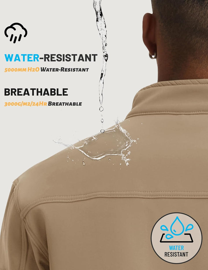 TACVASEN Herren Softshell Jacke Winddichte Outdoorjacke Übergangsjacke mit Reissverschlusstasche M K