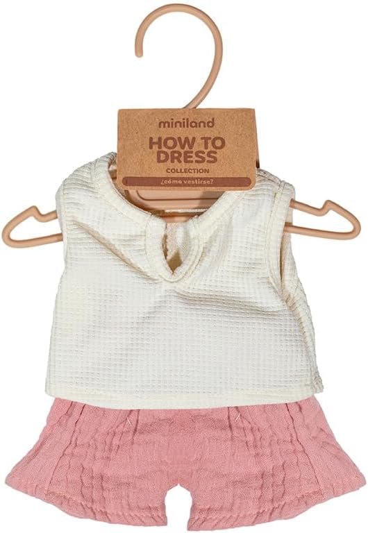 Miniland - Kleidung für 38 cm Puppe, Bekleidungszubehör für Puppen, Sommer-T-Shirt und Hose