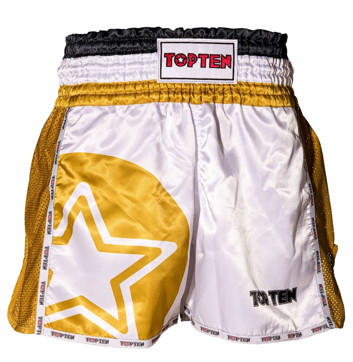 TopTen Thaibox-Shorts „Star“ L Weiss - Gold, L Weiss - Gold