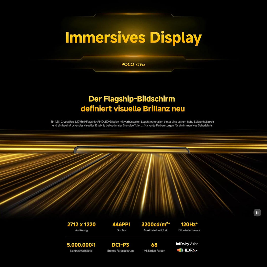 Xiaomi Poco X7 Pro Smartphone, 12+256GB, Schwarz, 50MP Hauptkamera mit OIS, 6000mAh (typ.) Akku mit