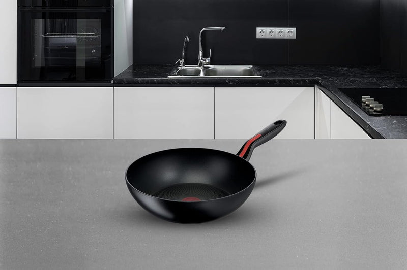 Lagostina Rote Wok Linie Antihaftbeschichtung aus Aluminium, Ø 28 cm, Induktionskochtopf, Gas und Of