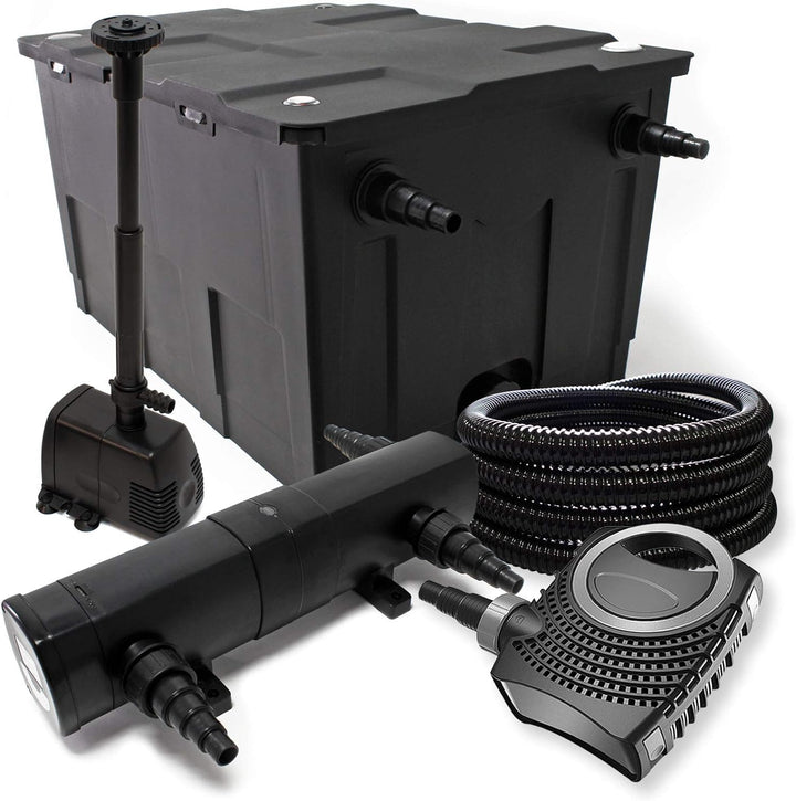 Filter Set ausfilter 60000l, SuperEco Pumpe, Schlauch, 18W Klärer, Springbrunnenpumpe und Skimmer