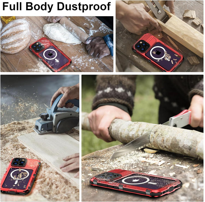 WIFORT für iPhone 14 Pro Max Hülle Wasserdicht mit MagSafe, 360 Outdoor Metall Schutzhülle mit Displ