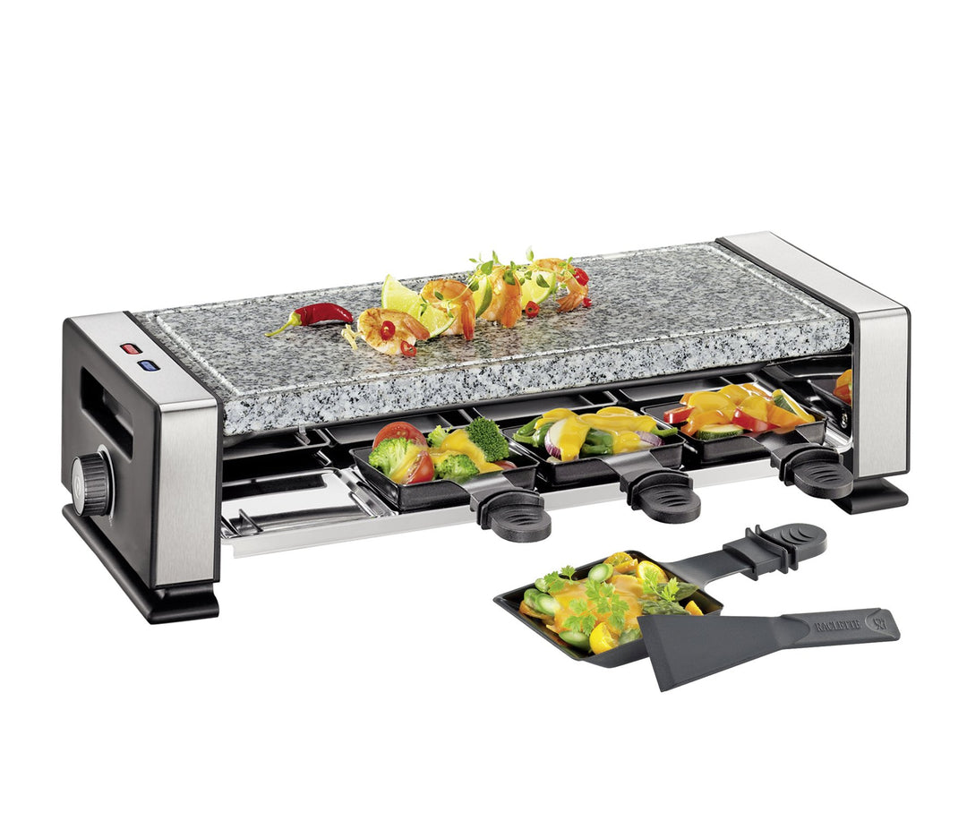 Küchenprofi Raclette VISTA8, Raclette 8 Personen, Edelstahl, Inkl. Marmor-Steinplatte, 8 antihaftbes