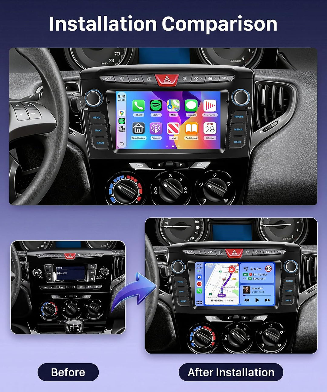 Rimoody 4G+64G Android Autoradio für Lancia Ypsilon 2012-2020 Wireless Carplay Android Auto, 7 Zoll