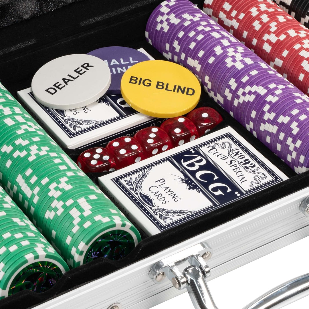 Nexos Pokerkoffer Pokerset 500 300 Laser Pokerchips Poker Komplett Set 12 g Chips Deluxe Grösse wähl
