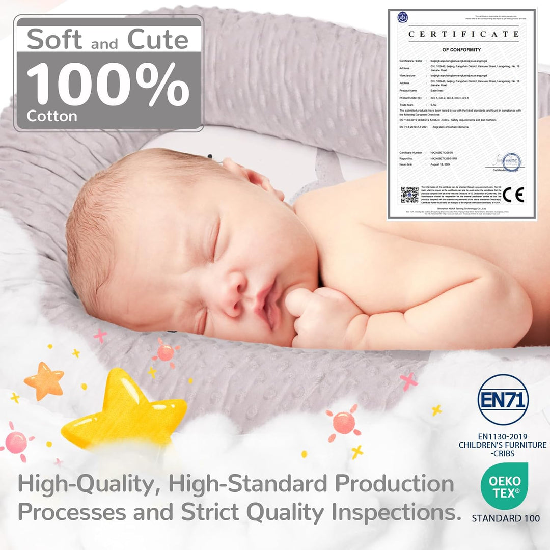 EAQ Babynest Nestchen Baby Weiches Atmungsaktives baby bett Perfekt für Neugeborene Geschenk 100% Ba
